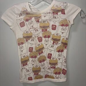 Limited Too Vintage McDonald’s Burgers & Fries Tee Faded Look Thin Girls 7 Y2K